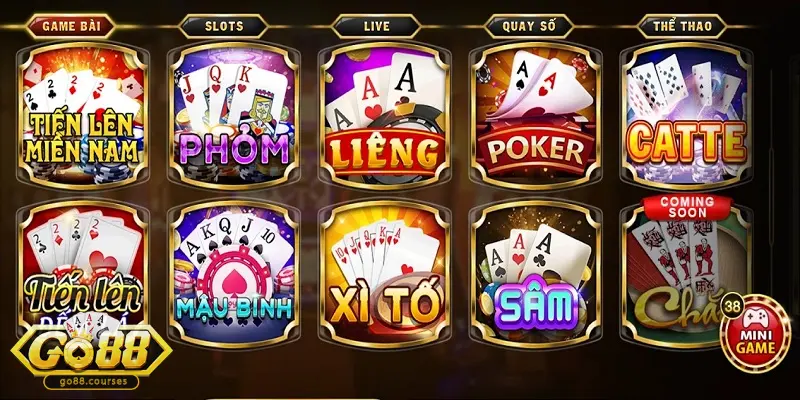 Đầy đủ các thể loại game bài Go88 win đều được tập hợp tại đây